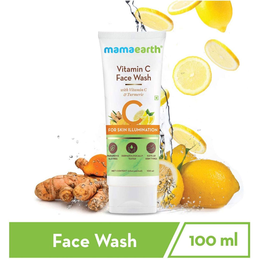 Mamaearth Vitamin C Face Wash with Turmeric for Brightening & Even Skin Tone (100ml) – Best for Dry, Oily, Sensitive & Normal Skin