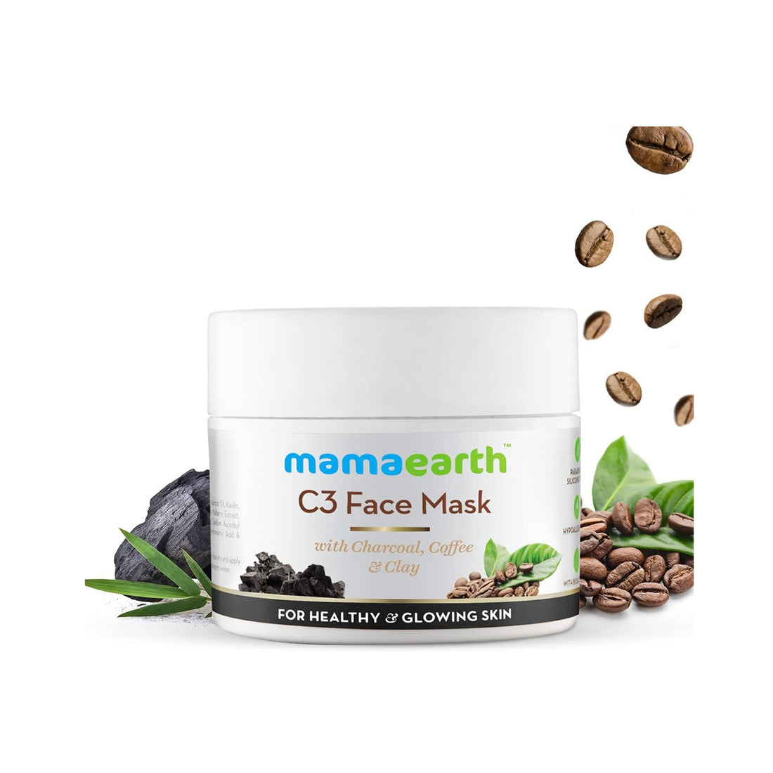 Mamaearth C3 Face Mask – Activated Charcoal, Coffee & Clay for Acne, Dark Spots & Skin Glow (100g)