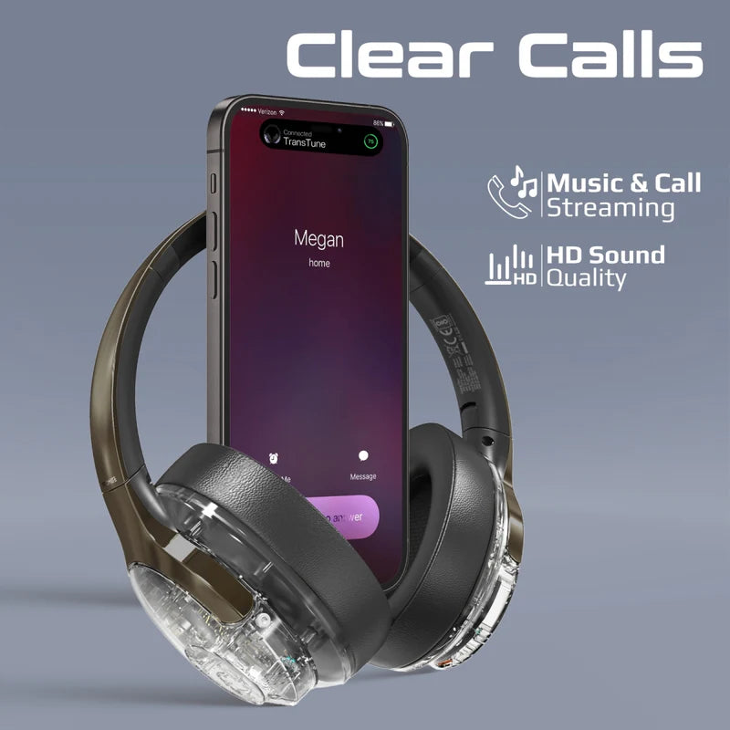 Promate Active Noise Cancelling Hi-Fi Stereo Wireless Headphones with RGB Lights (Gun Metal) Promate