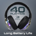 Promate Active Noise Cancelling Hi-Fi Stereo Wireless Headphones with RGB Lights (Gun Metal) Promate