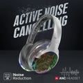 Promate Active Noise Cancelling Hi-Fi Stereo Wireless Headphones with RGB Lights (Silver) Promate