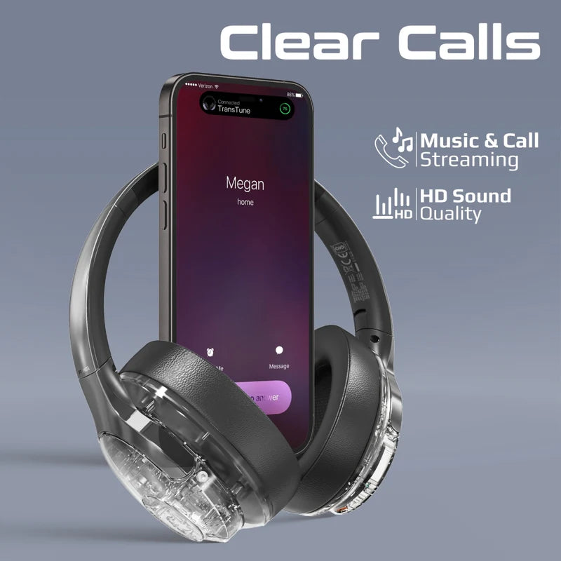 Promate Active Noise Cancelling Hi-Fi Stereo Wireless Headphones with RGB Lights (Silver) Promate
