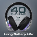Promate Active Noise Cancelling Hi-Fi Stereo Wireless Headphones with RGB Lights (Silver) Promate