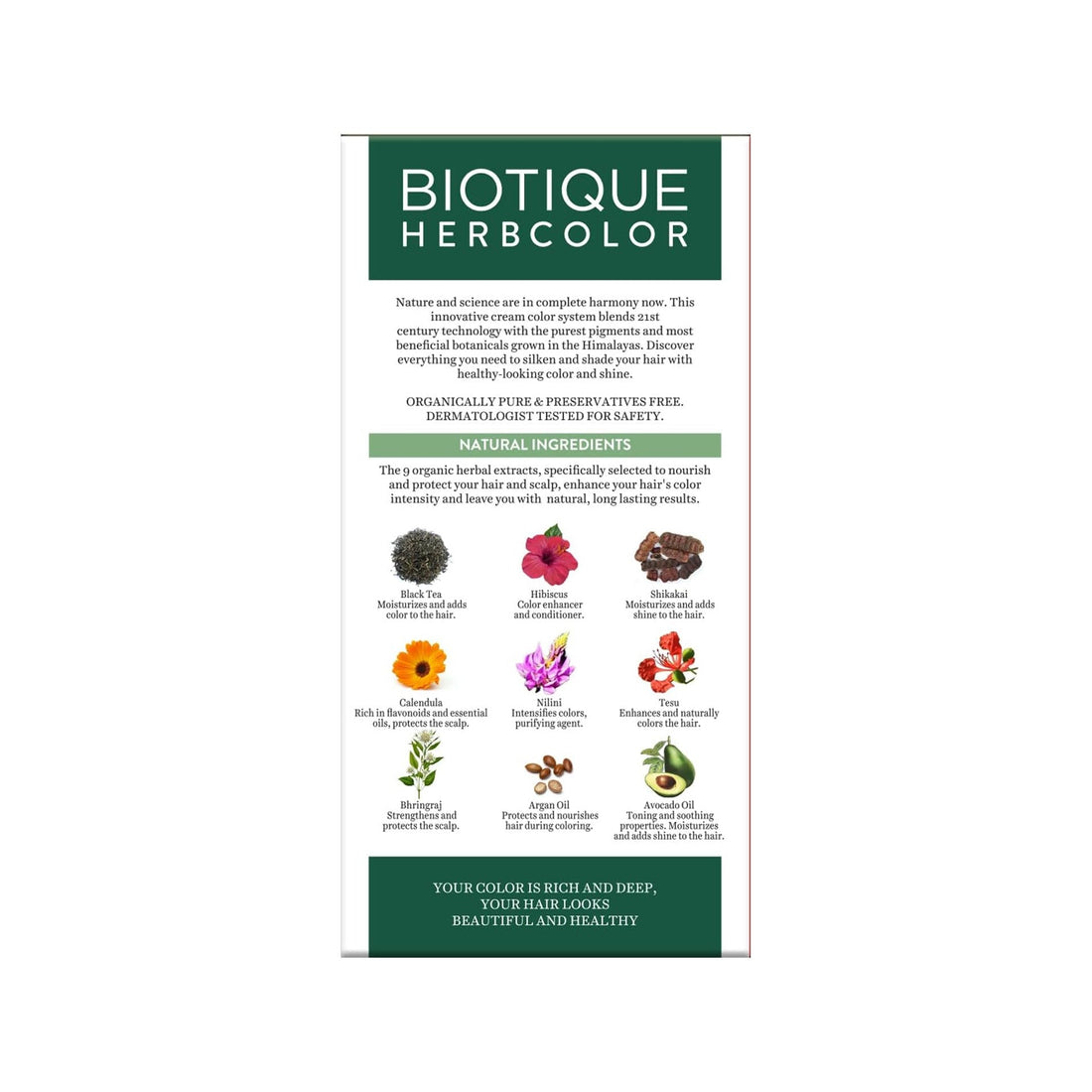 Biotique Bio Herbcolor 3N Darkest Brown Hair Color, 100% Grey Cover, With 9 Organic Herbal Extracts, 50g+110ml Biotique