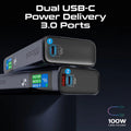Promate Sleek 130W Multi-Port Power Delivery Power Bank with TFT LCD Screen Promate