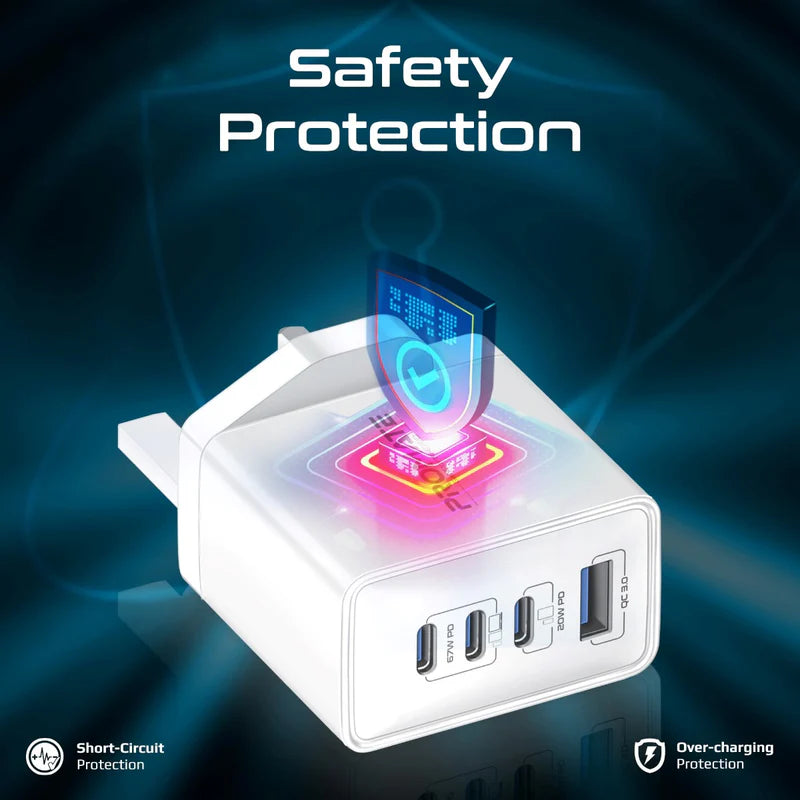 Promate 67W Power Delivery GaNFast™ Charger with Quick Charge 3.0 Promate