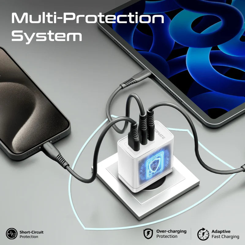Promate 45W Power Delivery GaNFast™ Charger with Quick Charge 3.0 Promate