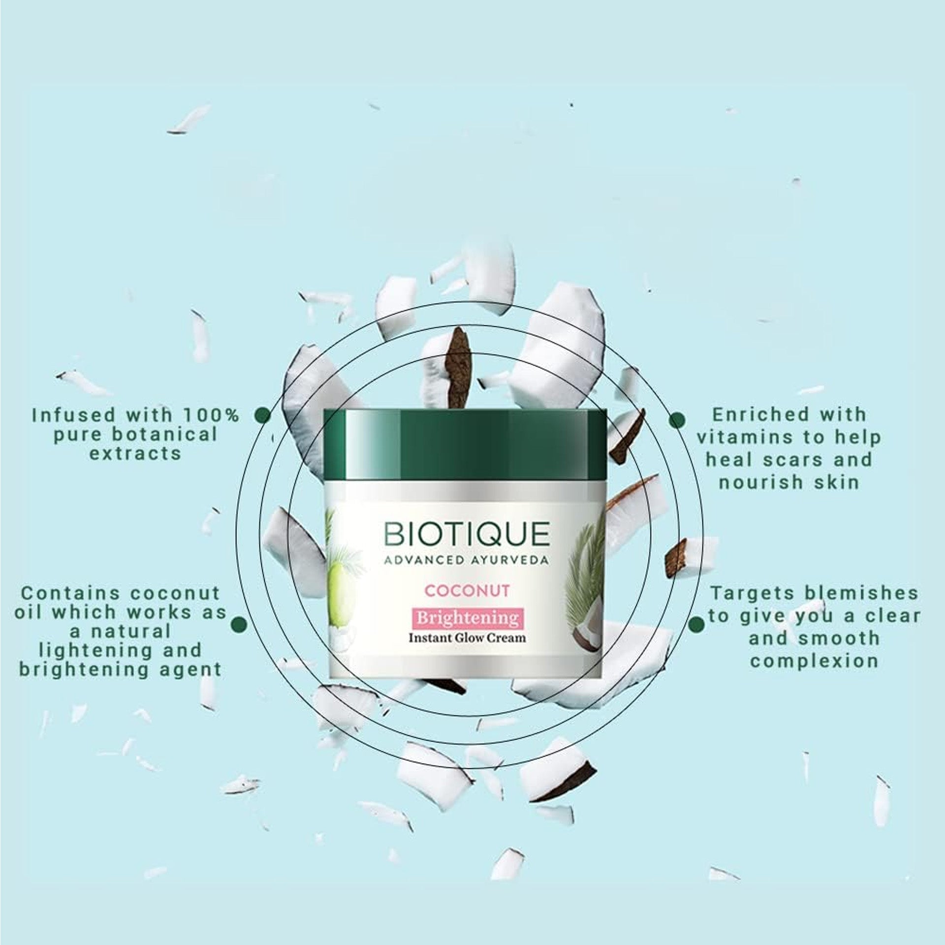 Biotique Bio Coconut Whitening and Brightening Cream for All Skin Types, 50g Biotique
