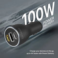 Promate 120W RapidCharge™ Car Charger with Dual Power Delivery and Quick Charge Ports Promate