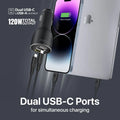 Promate 120W RapidCharge™ Car Charger with Dual Power Delivery and Quick Charge Ports Promate
