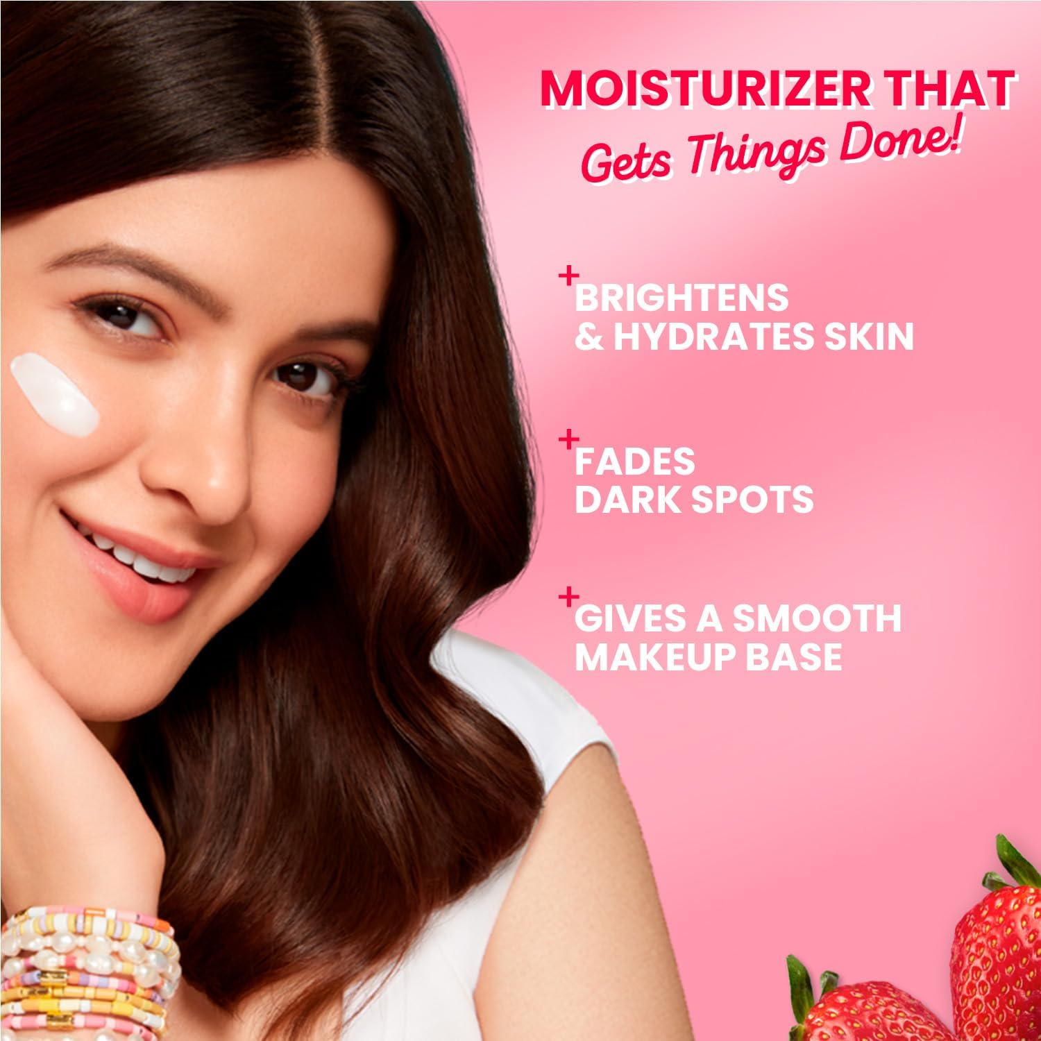 Dot & Key Strawberry Brightening Moisturizer Niacinamide, Peptides Hyaluronic Acid, Non-sticky, Brightens Skin, Intense Moisturization Non-Comedogenic Fragrance Free, Lightweight 80g DOT & KEY