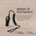 Promate 33W Car Charger with Lightning Connector & USB-C Cable Promate