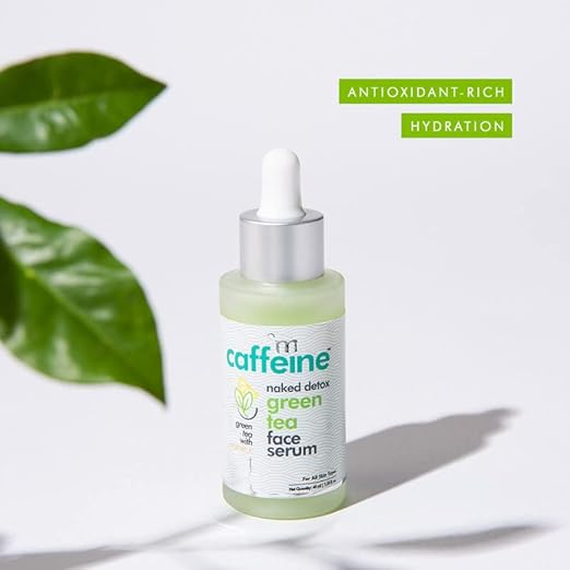 mCaffeine Green Tea Face Serum with Vitamin C & Hyaluronic Acid for Radiant Skin | Fades Dark Spots, Pigmentation & Protects Against Sun Damage | Unisex | 72-Hour Hydration | 40ml