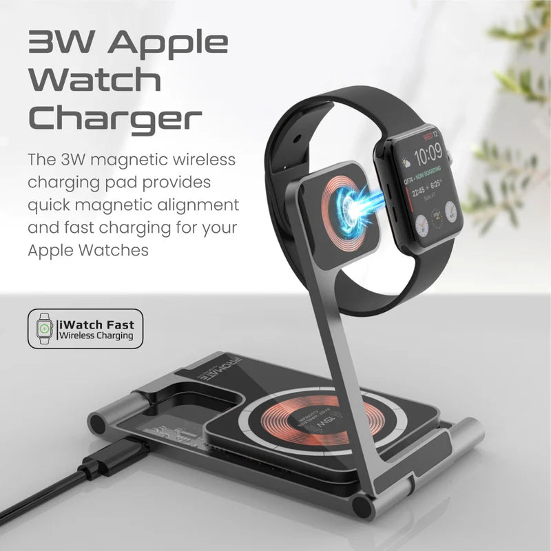 Promate Ultra-Slim Transparent Foldable 15W MagSafe compatible Wireless Charging Station Promate