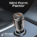 Promate 65W RapidCharge™ Transparent Mini Car Charger with Power Delivery & QC 3.0 Promate