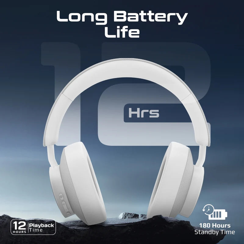 Promate High Fidelity Over-Ear Stereo Wireless Headphones (White) Promate