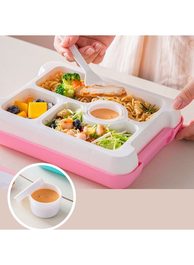 Mobcos Unicorn Pink Plastic Multi-Compartment Portable Kids Lunch Box with Secure Locking Lid for Fresh and Organized Meals Mobcos
