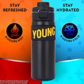 Mobcos Stainless Steel Water Bottle - Double Wall Vacuum Insulated Bottle with Straw Lid 650ml MOBCOS