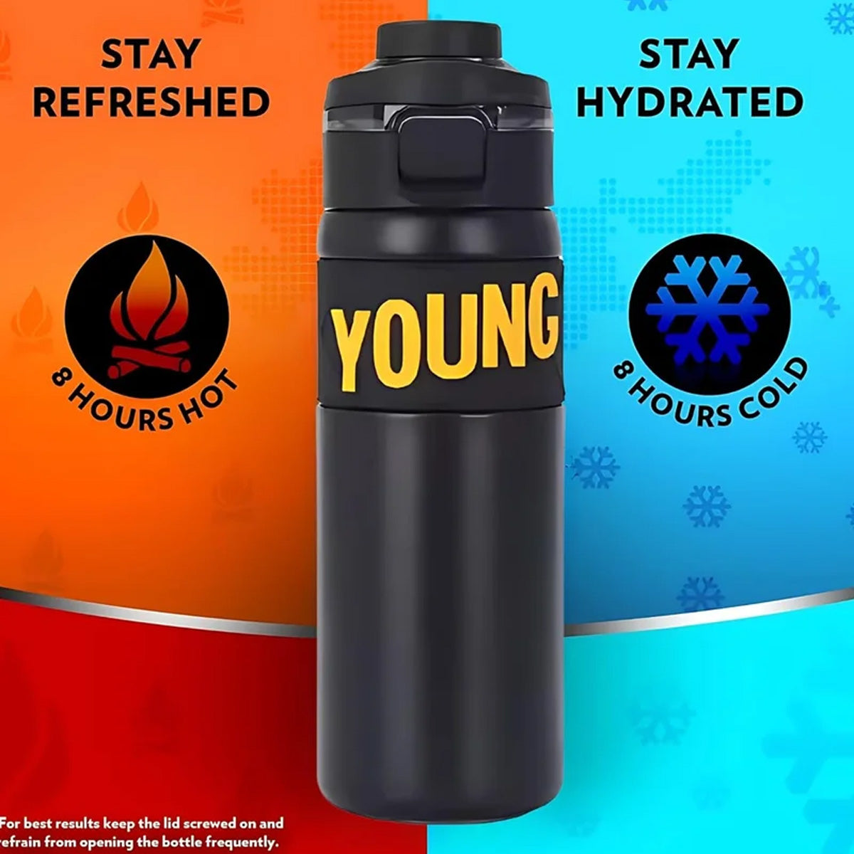 Mobcos Stainless Steel Water Bottle - Double Wall Vacuum Insulated Bottle with Straw Lid 650ml MOBCOS