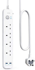 Anker Extension Lead with 2 USB Ports and 4 Wall Outlets - Power Strip with USB Charging and Surge Protection for Home, Office, and More ANKER