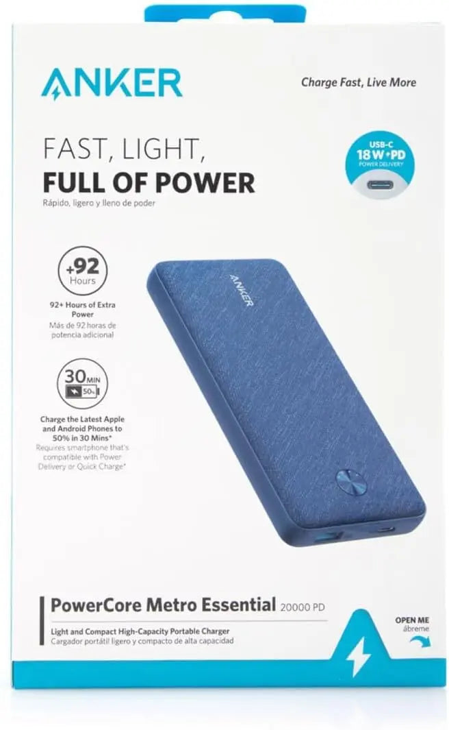 Anker PowerCore Metro Essential 20000mAh 20W PD – Black Fabric ANKER