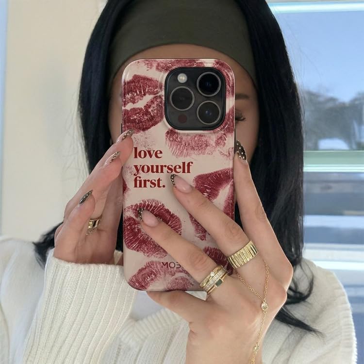 Mobcos iPhone 17 Pro Self-love Premium Case Compatible with Hybrid Dual-Layer Hard Shell + Silicone Protection - Scratch-Resistant Shockproof Mobile Cover Mobcos