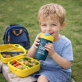Kids Sports Lunch Box and Water Bottle Combo Set, BPA Free, Leakproof Food Grade PP with Chutney Box, Spoon, Fork, and Dividers - Durable and Portable 1120ml + 70ml for School & Travel (Yellow) MOBCOS