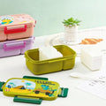 Mobcos Kids Space Lunch Box and Water Bottle Combo Set - 1800ml Leakproof 3-Compartment Lunchbox with Spoon, BPA-Free Food Grade Plastic, 500ml Spillproof Water Bottle for School (Green) MOBCOS