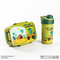 Mobcos Kids Space Lunch Box and Water Bottle Combo Set - 1800ml Leakproof 3-Compartment Lunchbox with Spoon, BPA-Free Food Grade Plastic, 500ml Spillproof Water Bottle for School (Green) MOBCOS