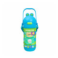 Stainless Steel Kids Puzzle Swirl Water Bottle with Straw & Strap Double Wall Vacuum Insulated Educational, Fun and Learning Water Bottle for Kids, Girls and Boys Leak Proof 430ml (Blue) MOBCOS