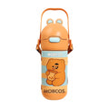 Stainless Steel Kids Puzzle Swirl Water Bottle with Straw & Strap Double Wall Vacuum Insulated Educational, Fun and Learning Water Bottle for Kids, Girls and Boys Leak Proof 430ml MOBCOS