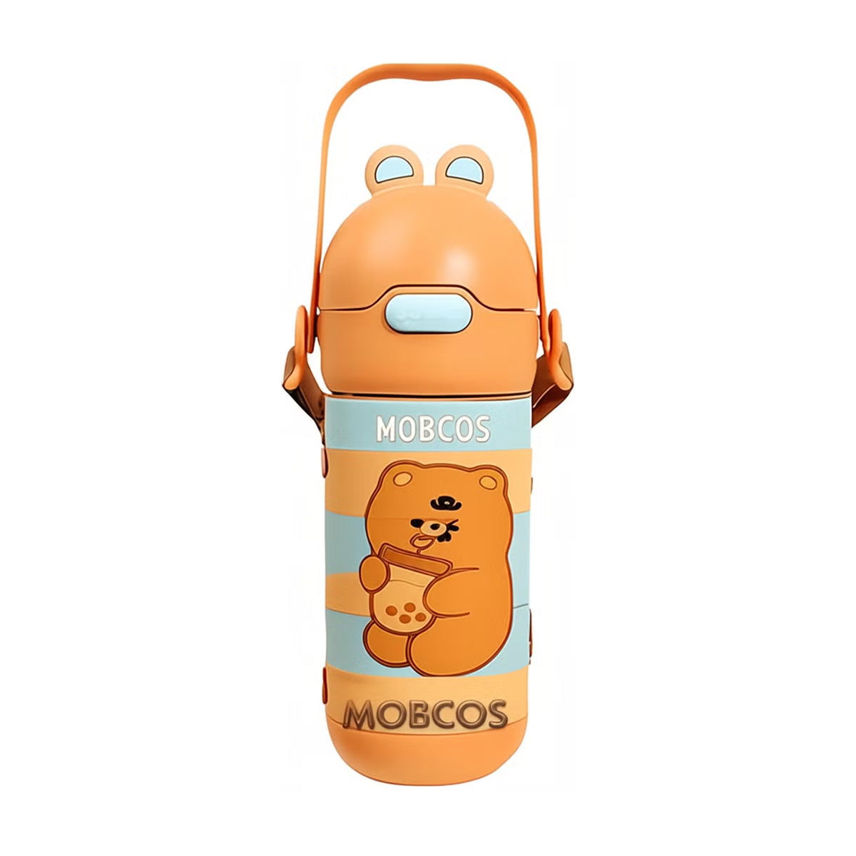 Stainless Steel Kids Puzzle Swirl Water Bottle with Straw & Strap Double Wall Vacuum Insulated Educational, Fun and Learning Water Bottle for Kids, Girls and Boys Leak Proof 430ml MOBCOS