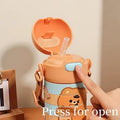 Stainless Steel Kids Puzzle Swirl Water Bottle with Straw & Strap Double Wall Vacuum Insulated Educational, Fun and Learning Water Bottle for Kids, Girls and Boys Leak Proof 430ml MOBCOS