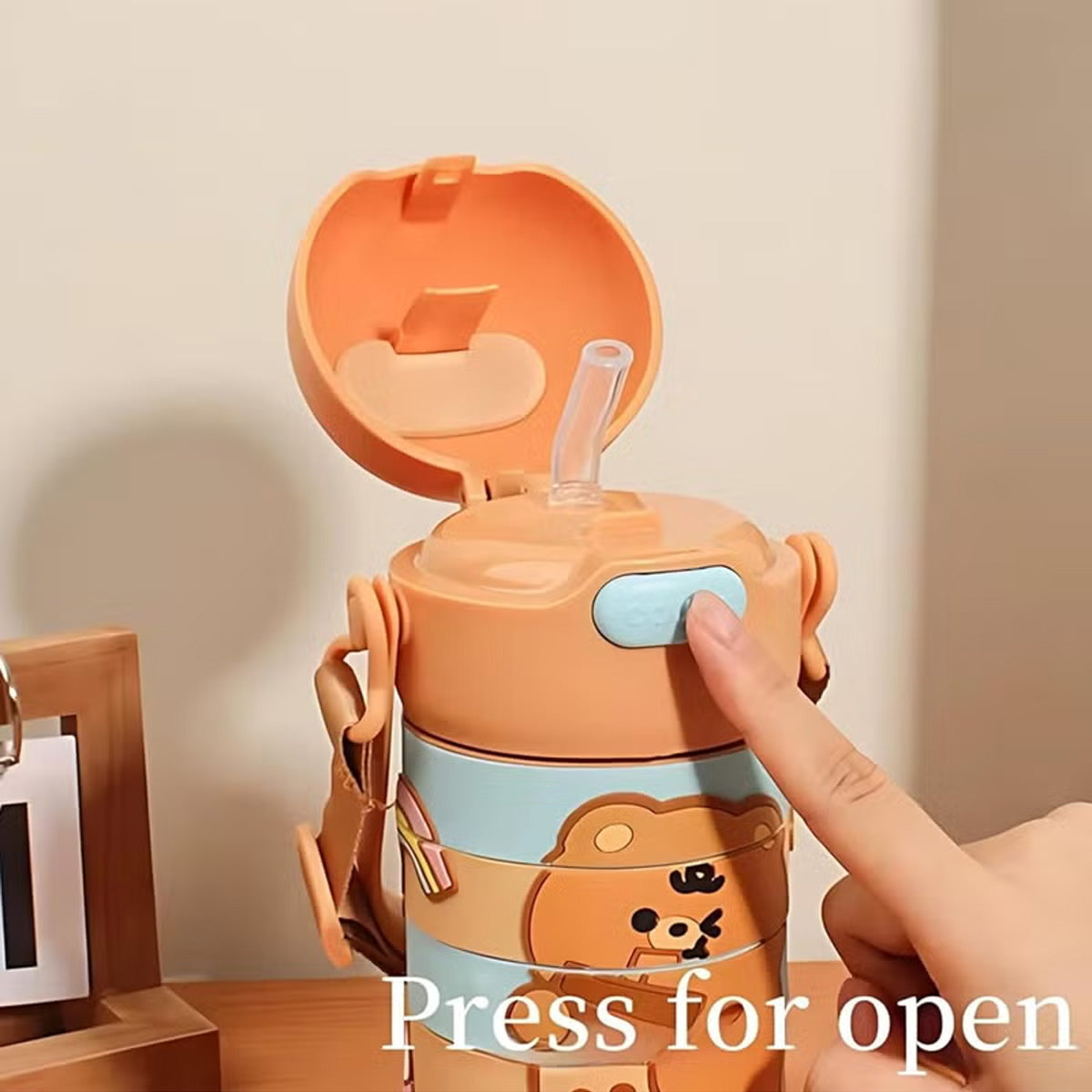 Stainless Steel Kids Puzzle Swirl Water Bottle with Straw & Strap Double Wall Vacuum Insulated Educational, Fun and Learning Water Bottle for Kids, Girls and Boys Leak Proof 430ml MOBCOS
