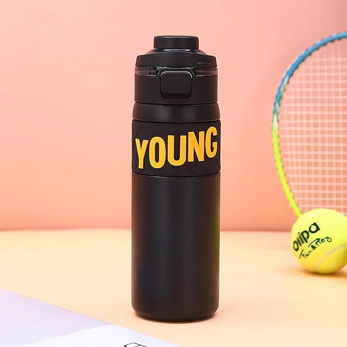 Mobcos Stainless Steel Double Wall Vacuum Insulated Cup with Bounce Lid Straw 650ml Hiking Sports Water Bottle