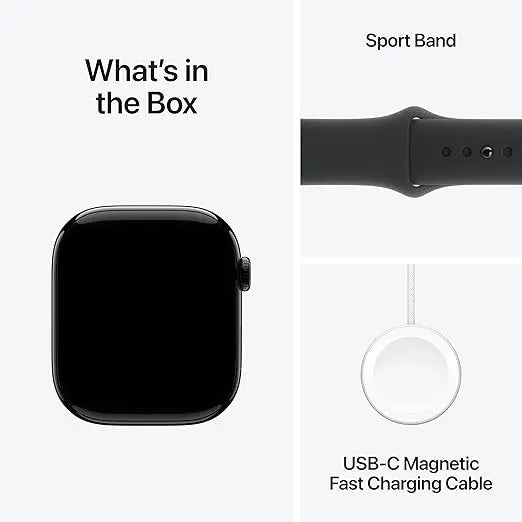 Latest Apple Watch Series 10 GPS 46 mm Smartwatch with Jet Black Aluminium Case with Black Sport Band - S/M. Fitness Tracker, ECG App, Always-On Retina Display, Water Resistant APPLE