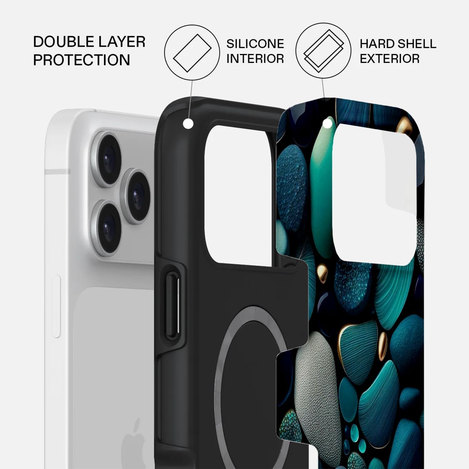 Mobcos iPhone 17 Pro Max Ocean Drift Premium Case Compatible with Hybrid Dual-Layer Hard Shell + Silicone Protection - Scratch-Resistant Shockproof Mobile Cover Mobcos