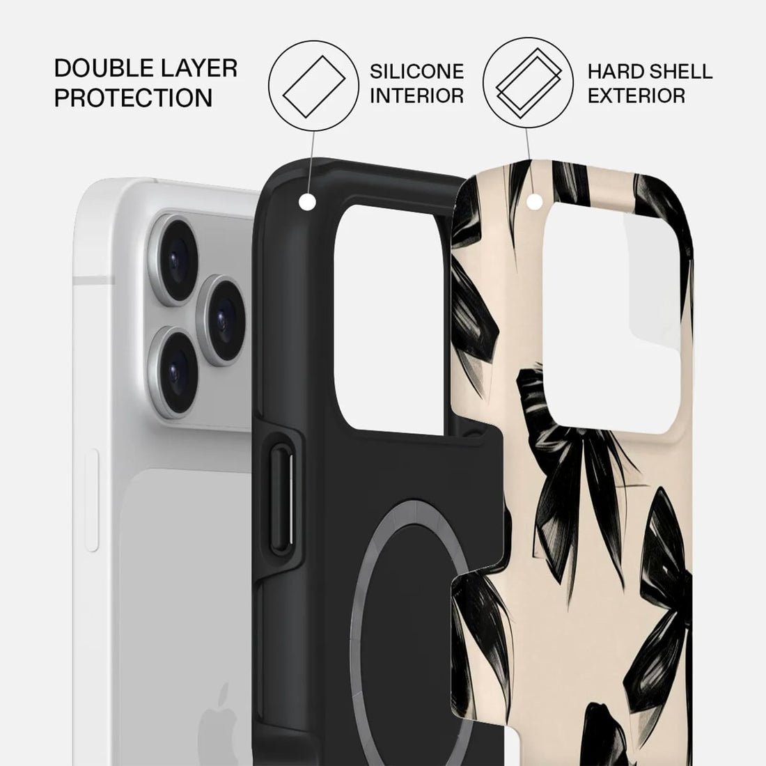 Mobcos iPhone 17 Pro Perfect Bow Premium Case Compatible with Hybrid Dual-Layer Hard Shell + Silicone Protection - Scratch-Resistant Shockproof Mobile Cover