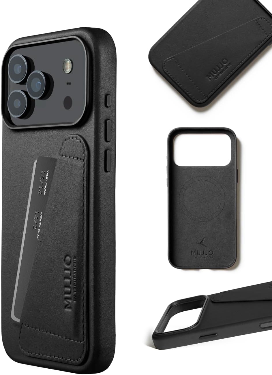 iPhone 17 Pro Max Wallet Case - Black With Magsafe. Crafted From Premium Leather