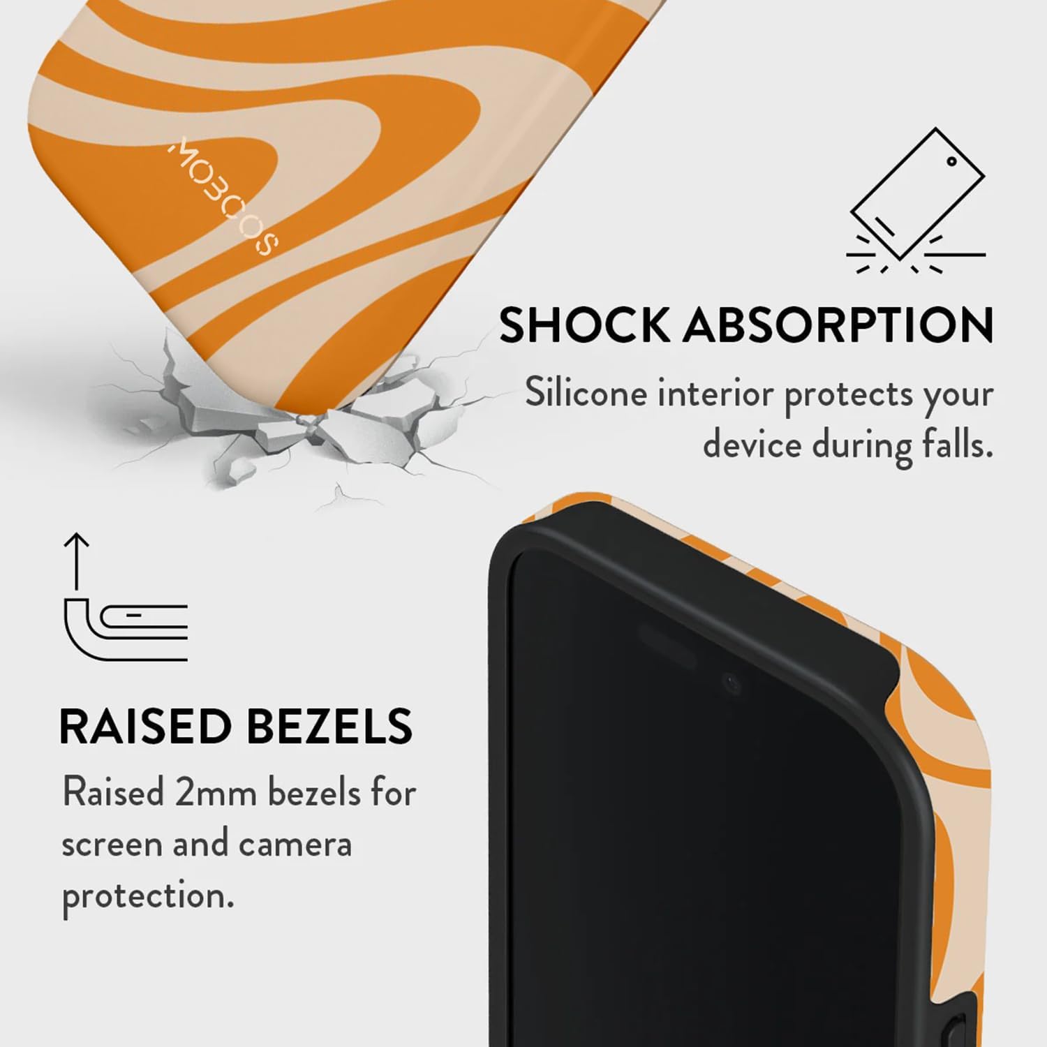 Mobcos iPhone 17 Pro Max Sunset Swirl Premium Case Compatible with Hybrid Dual-Layer Hard Shell + Silicone Protection - Scratch-Resistant Shockproof Mobile Cover Mobcos