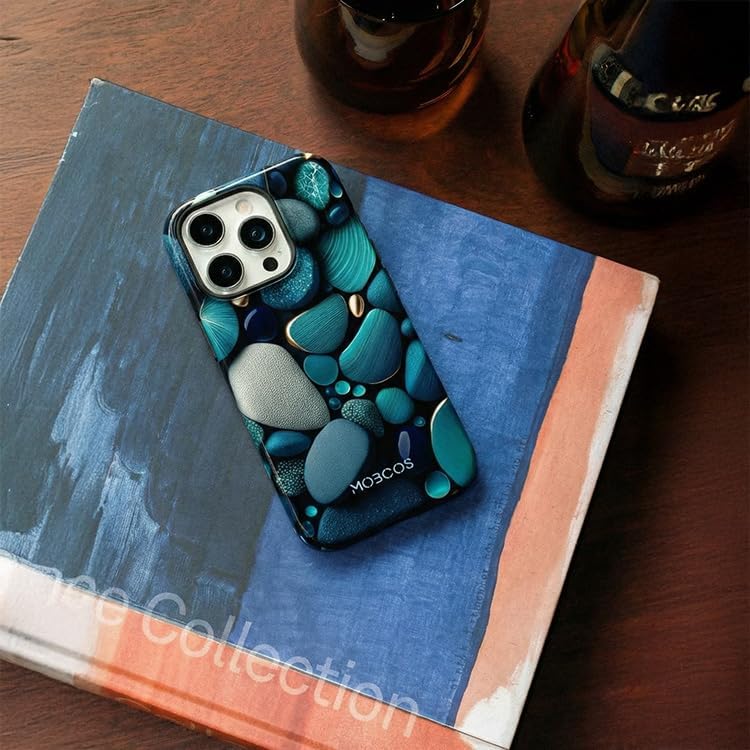 Mobcos iPhone 17 Pro Max Ocean Drift Premium Case Compatible with Hybrid Dual-Layer Hard Shell + Silicone Protection - Scratch-Resistant Shockproof Mobile Cover Mobcos