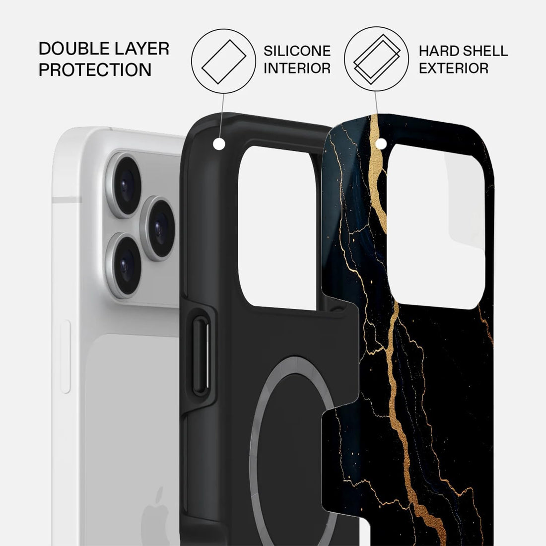 Mobcos iPhone 17 Pro Midnight Gold Premium Case Compatible with Hybrid Dual-Layer Hard Shell + Silicone Protection - Scratch-Resistant Shockproof Mobile Cover