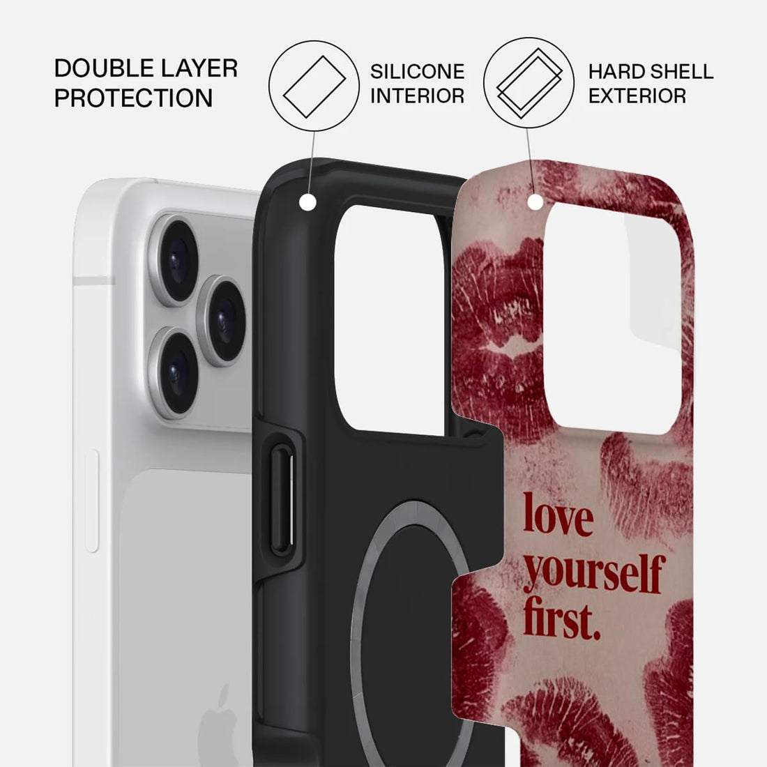 Mobcos iPhone 17 Pro Self-love Premium Case Compatible with Hybrid Dual-Layer Hard Shell + Silicone Protection - Scratch-Resistant Shockproof Mobile Cover
