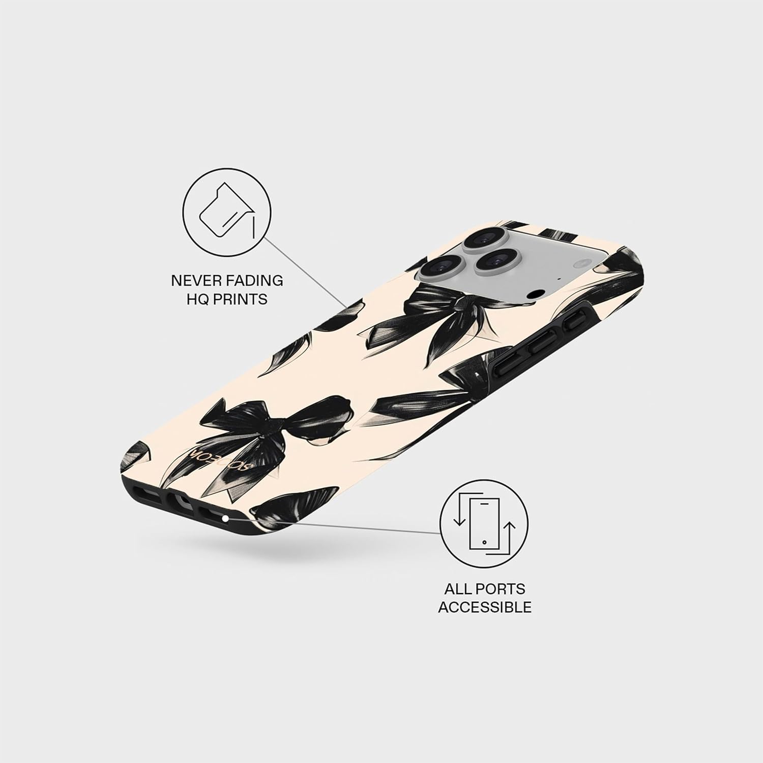 Mobcos iPhone 17 Pro Max Perfect Bow Premium Case Compatible with Hybrid Dual-Layer Hard Shell + Silicone Protection - Scratch-Resistant Shockproof Mobile Cover Mobcos