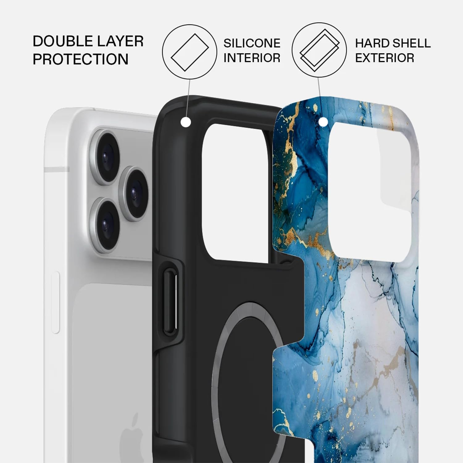 Mobcos iPhone 17 Pro Max Ocean Glow Premium Case Compatible with Hybrid Dual-Layer Hard Shell + Silicone Protection - Scratch-Resistant Shockproof Mobile Cover Mobcos