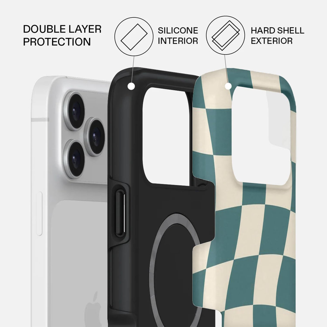 Mobcos iPhone 17 Pro Checkmate Mood Premium Case Compatible with Hybrid Dual-Layer Hard Shell + Silicone Protection - Scratch-Resistant Shockproof Mobile Cover