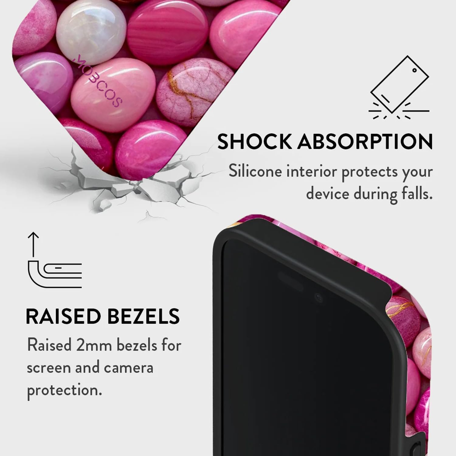 Mobcos iPhone 17 Pro Max Blushia Premium Case Compatible with Hybrid Dual-Layer Hard Shell + Silicone Protection - Scratch-Resistant Shockproof Mobile Cover Mobcos