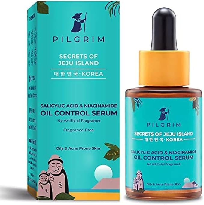 Pilgrim 2% Salicylic Acid + 3% Niacinamide Oil Control Serum for Oily & Acne-Prone Skin | Korean Skincare Formula | Reduces Excess Oil, Minimizes Pores, and Fights Acne | Suitable for All Skin Types | Men & Women | 30ml