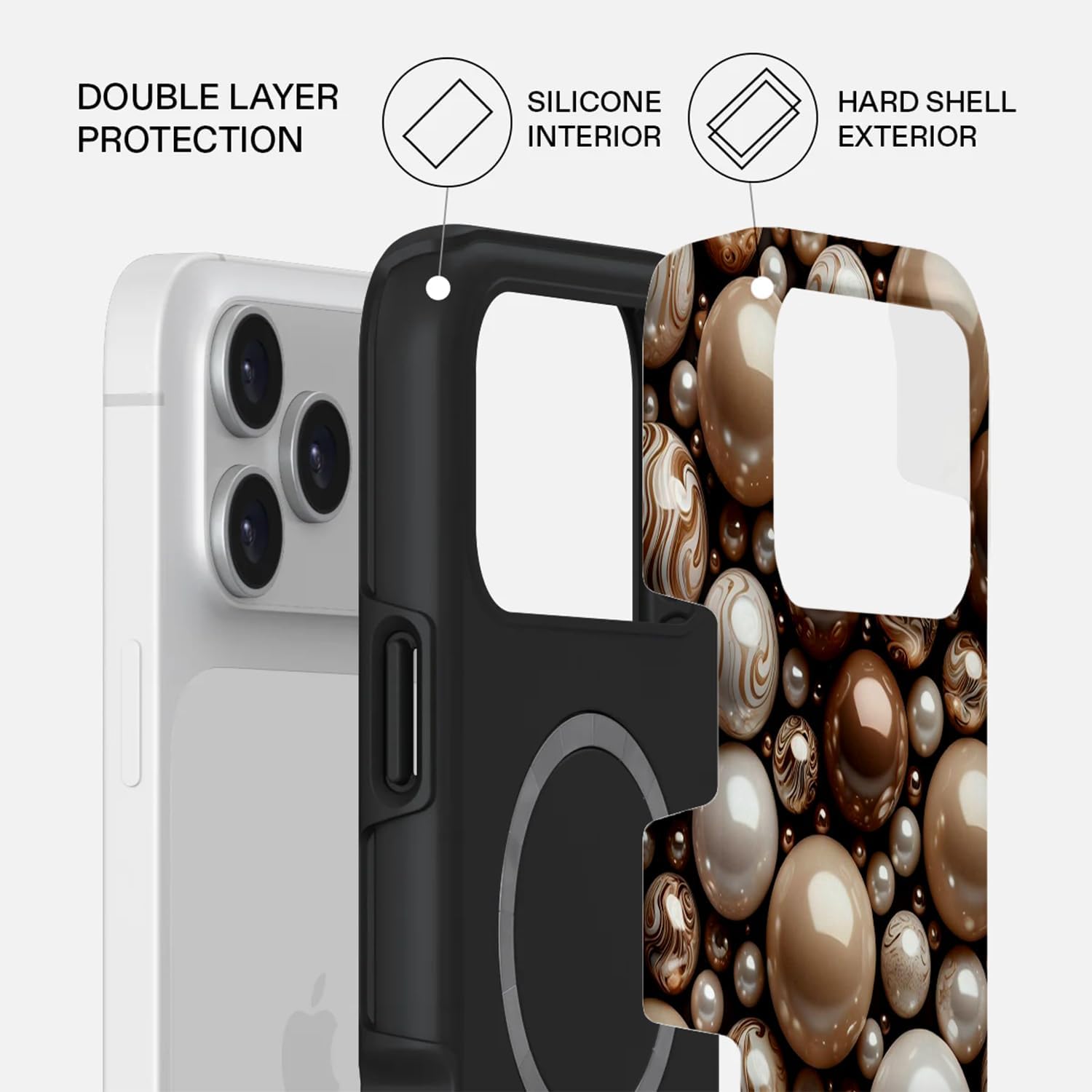 Mobcos iPhone 17 Pro Mocha Premium Case Compatible with Hybrid Dual-Layer Hard Shell + Silicone Protection - Scratch-Resistant Shockproof Mobile Cover Mobcos