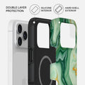 Mobcos iPhone 17 Pro Emerald Flow Premium Case Compatible with Hybrid Dual-Layer Hard Shell + Silicone Protection - Scratch-Resistant Shockproof Mobile Cover Mobcos